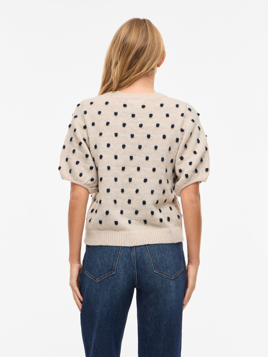 Vidottie kortærmet striktrøje - Birch